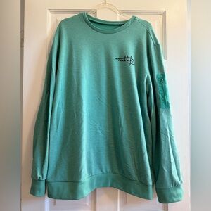 reel life teal crewneck sweater